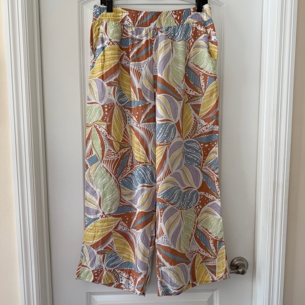 Coastal Wide Leg L 100% Linen Pants Beachy Boho Resort Euro Tropical Cali FL - Picture 2 of 14
